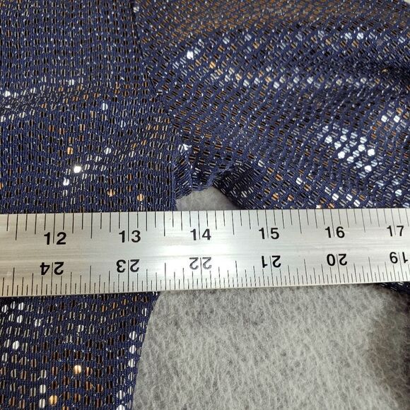 H&M Dress Womens Small Blue Sequin Metallic Cut Out Back Long Sleeve Round Neck - Picture 3 of 8